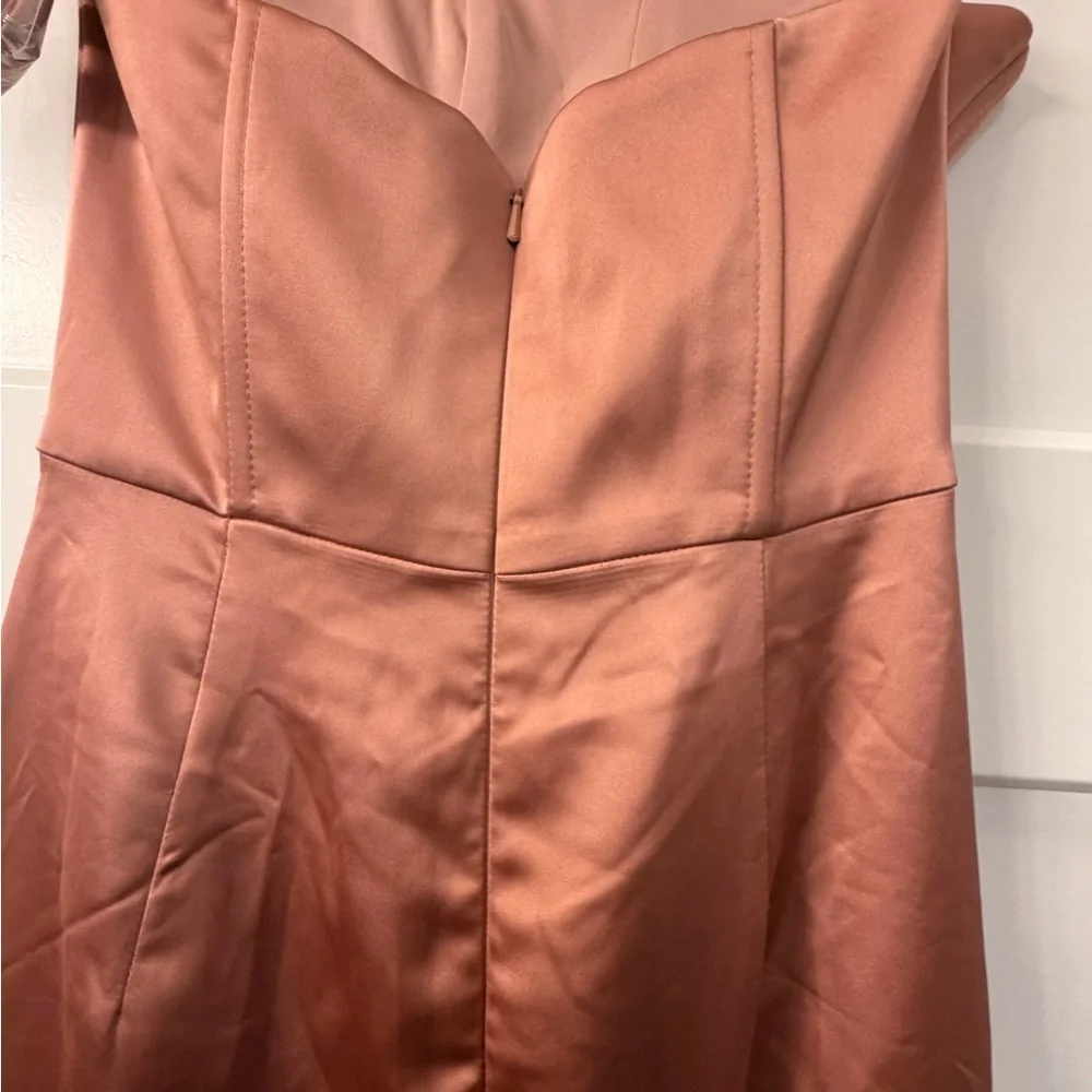 New After Six Corset Strapless Charmeuse Gown in color Copper Penny - Picture 4 of 11